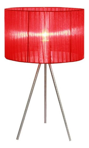Diseños Simples Lt2006-red Lámpara De Mesa Con Trípode Plisa 0