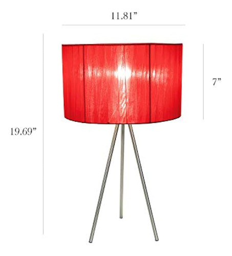 Diseños Simples Lt2006-red Lámpara De Mesa Con Trípode Plisa 1