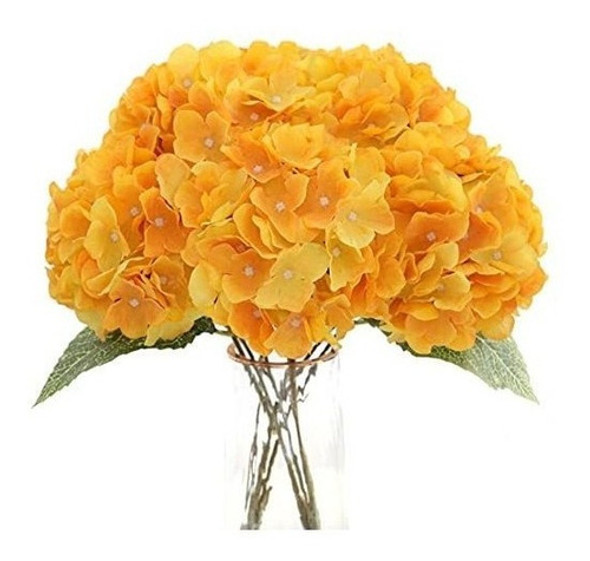 Hortensias Artificiales De Seda Ramo X5 Flores - Amarillo 0