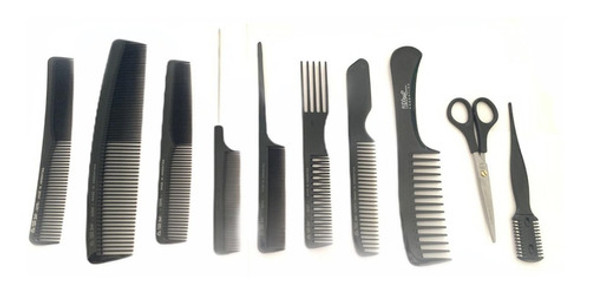 Set De Peines, Navaja Y Tijera Eurostil Barberia Peluqueria 0