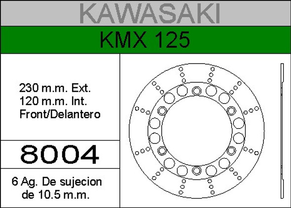 Disco Freno Hd Delantero Kawasaki Kmx 125 0