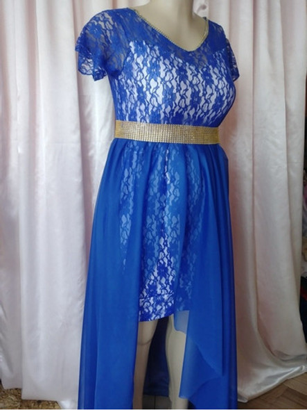 Vestido Azul Gaza Y Encaje 0 Vestido Azul Gaza Y Encaje 0