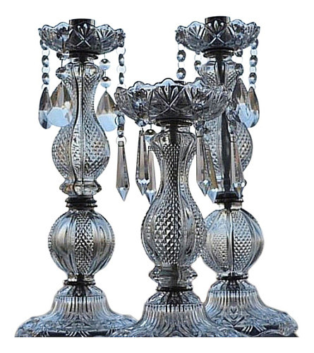 Candelabro De Vidrio 30 Y 40 Cm Con Caireles Oferta!! 0