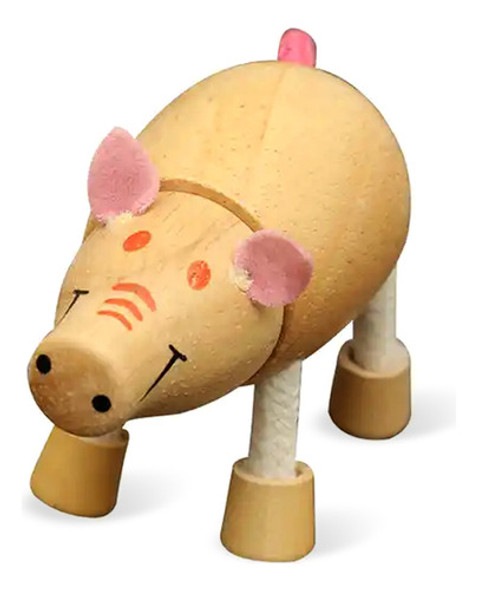 Chanchito De Madera Flexible Montessori Juguete 0