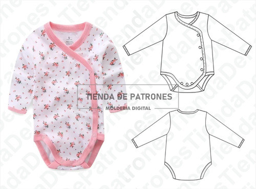 Molde Patron Imprimible Body Mangas Largas Talles 1m A 18m 1