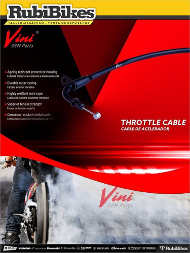 Cable Acelerador Con Bomba De Pique Con Rosca Cg125. Vini 1