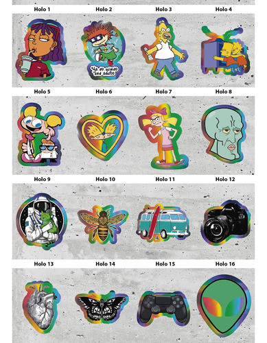 20 Stickers Calcos Vinilo Holográfico / Tornasolado Uv 1