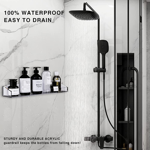 Bakzon Acrylic Shower Caddy Shelves, 2 Pack Self Adhesive Ba 1