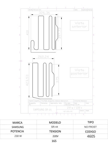 Resistencia Heladera Samsung Sr-44 - 4605 1