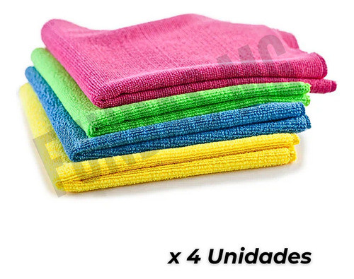 Pack 4 Paños Microfibra Lustrado Secado Moto Auto Detailling 1