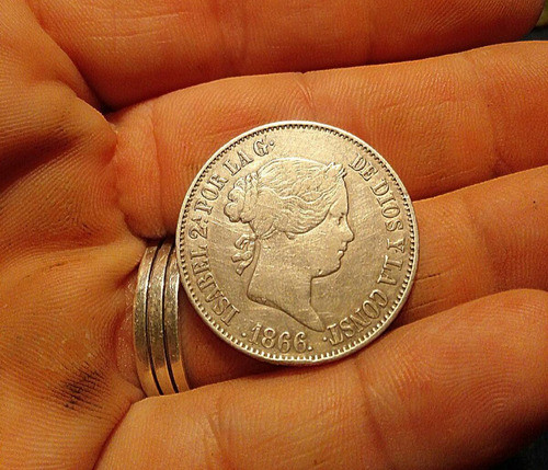 Moneda De España  Isabel 2 1 Escudo 1866 De Plata 0