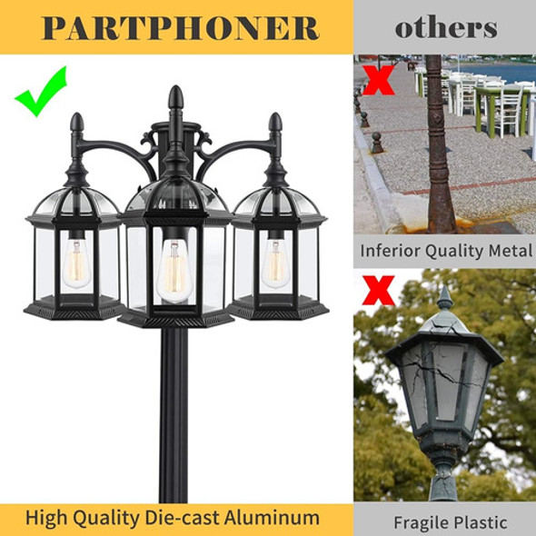 Partphoner 3-head Outdoor Lamp Post Light Birdcage, Impermea 1 Partphoner 3-head Outdoor Lamp Post Light Birdcage, Impermea 1