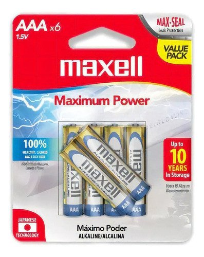 Pilas Alcalinas Maxell Aaa Pack X 6 Unidades 0