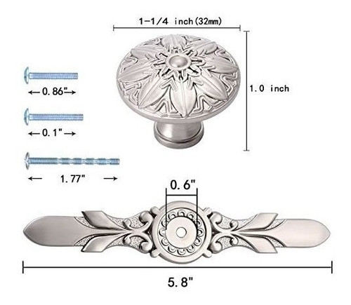 5 Tiradores Estilo Antiguo - Brushed Nickel 1