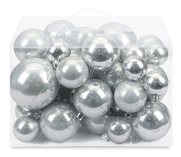 40 Bolas Para Arbol De Navidad Ams 4 Tamaños - Gris Perla 0 40 Bolas Para Arbol De Navidad Ams 4 Tamaños - Gris Perla 0