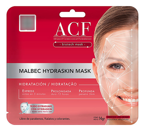 Acf Mascara Facial Malbec Hidratación Hydraskin Mask X 2u 0