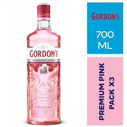 Gin Gordon's Premium Pink - Caja X3 0