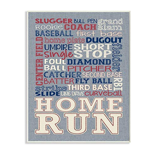 Stupell Home Décor Beisbol Typog Denim Feel Wall Plaque Art, 0