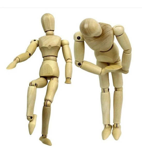 Muñeco Articulado De Madera De 20 Cm. Con Base 0