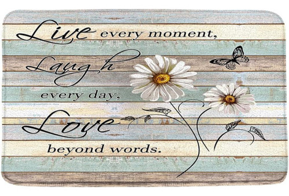 Vpupcn Rustic Daisy Bath Mat Farmhouse Floral Butterfly Con 0