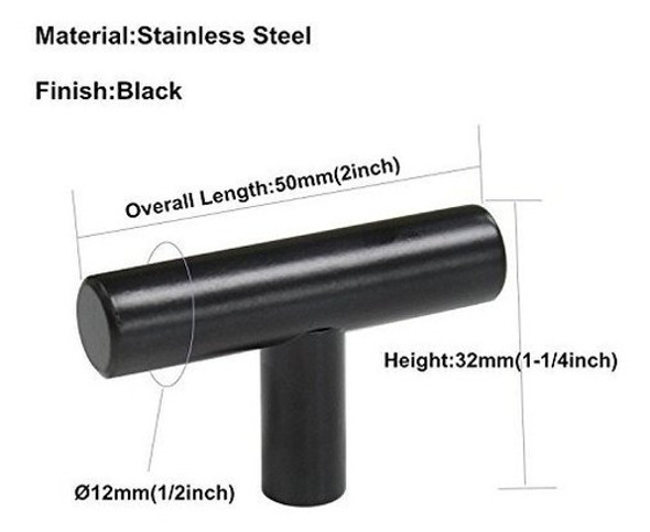 10 Tiradores De Cocina De 50mm - Negro. 1