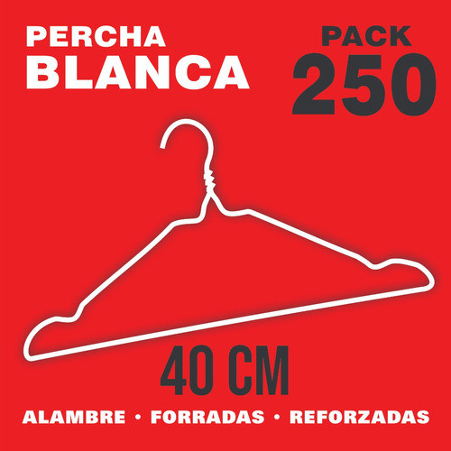 Perchas De Alambre Forradas Reforzadas X250 - Color Blanca 0