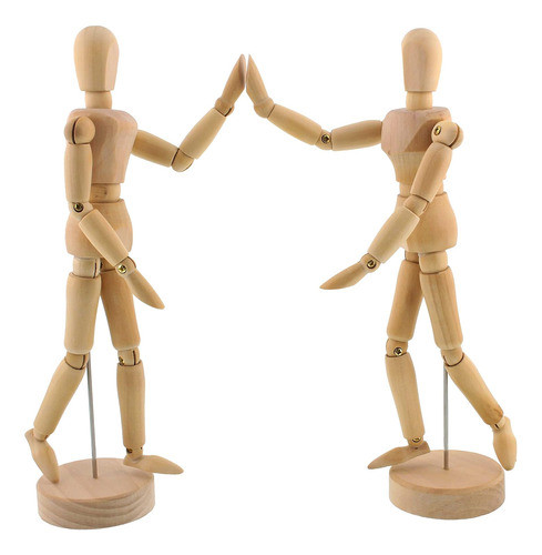 Maniquí De Madera Para Dibujar Figura Humana, Par De 30cm 0