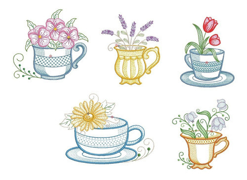 Matrices Para Maquinas Bordadoras Flores Tazas Floreros 0