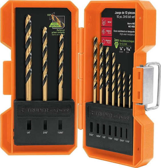 Juego 10 Mechas Hss Rectificada 1/16 A 1/4 Para Metal Truper 1