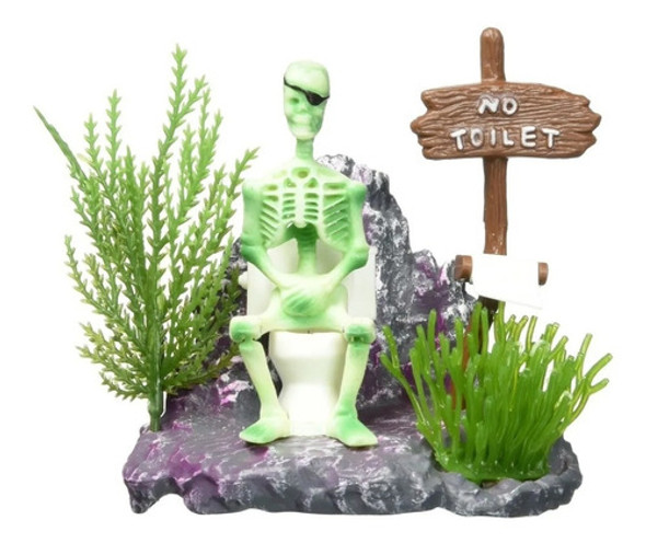 Adorno Esqueleto Sentado En Baño Con Movimiento Penn Plax 1