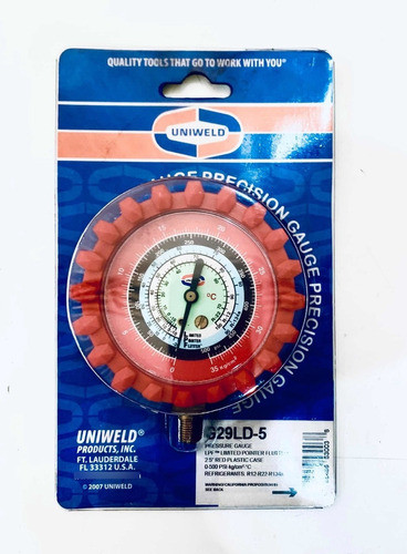 Manómetro Uniweld Alta F12/22/502/134a G29ld-5 U.s.a 0