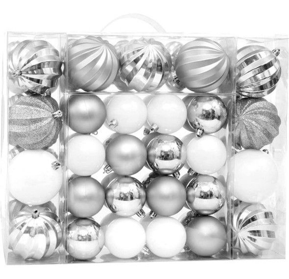 87 Bolas Para Arbol De Navidad Inastillables - Plata 0 87 Bolas Para Arbol De Navidad Inastillables - Plata 0