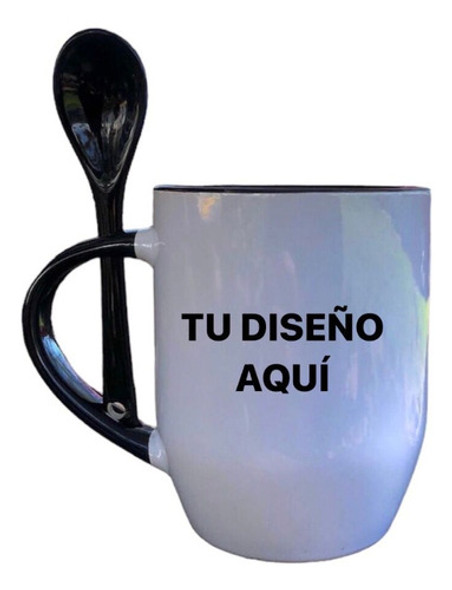 10 Tazas De Ceramica Con Cuchara Personalizadas 0