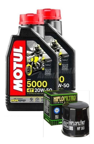 Kit Service Kawa Ninja 650 Hiflo Hf303 + Motul 5000 20w50 0