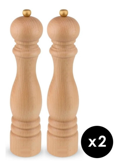 Pimentero X2 20cm Madera Molinillo Pimienta Muela Ceramica 0