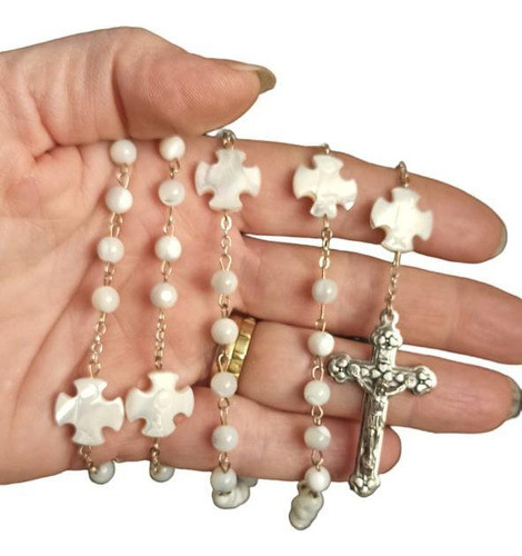 Rosario Madreperla Italiano Con Cruces Comunión Casamiento 0