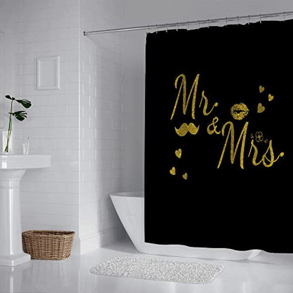 Mr Mrs - Cortina De Ducha Para Parejas, Boda, Baño, Tela Par 1