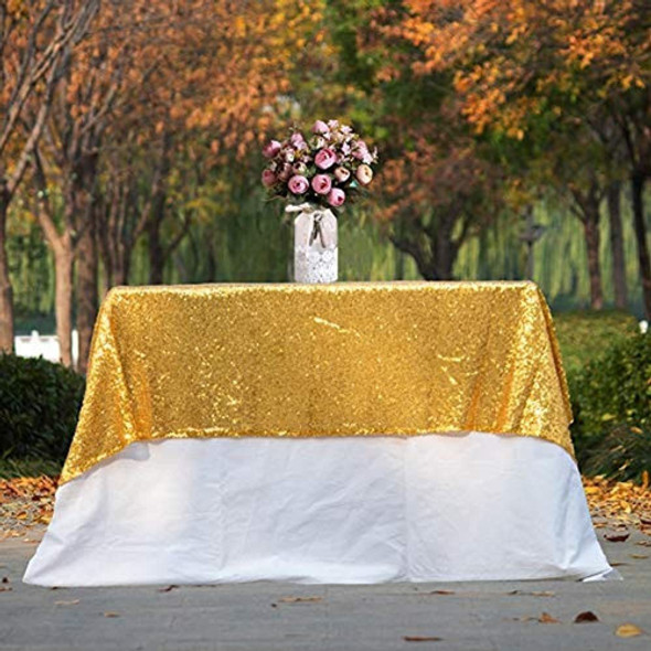 Jyflzq Gold Sequin Tablecloth 50  X 50  Square Sparkly Drape 0