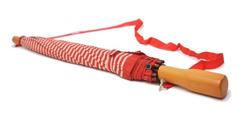 Paraguas Bandolera Largo Reforzado Rayado Rojo 1