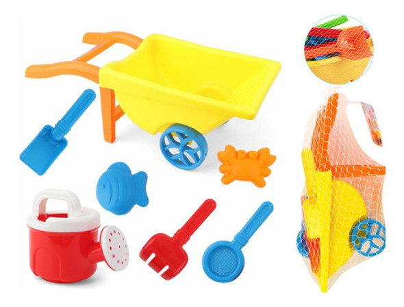 Juego Carretilla De Playa Con Accesorios Y Palas 1
