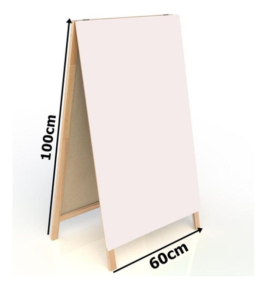 Cavalete Quadro Branco 100x60 Cm Mold. Madeira Dupla Face 1