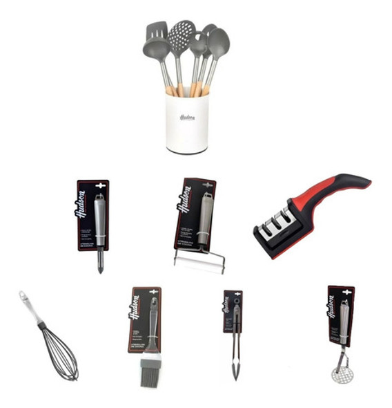Juego 13 Utensilios Base Blanca Hudson Silicona Acero Teflón 0