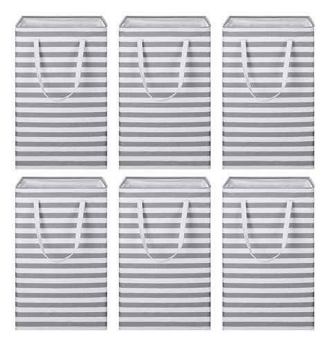 6 Cestas De Lavanderia Grandes Plegables De 75 Litros, Canas 0