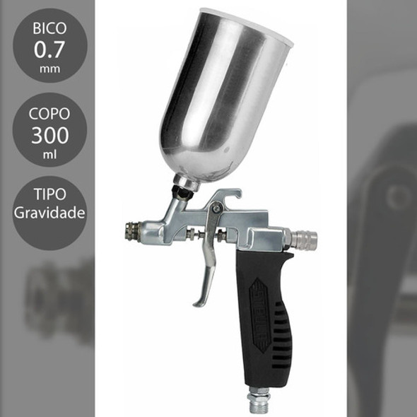 Pistola Pintura Aerógrafo Gravidade 0,7 Ms30 Steula 300 Ml 1