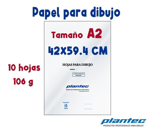 10 Hojas Para Dibujo Técnico A2 Plantec 42x59,4 De 106 Gms 0
