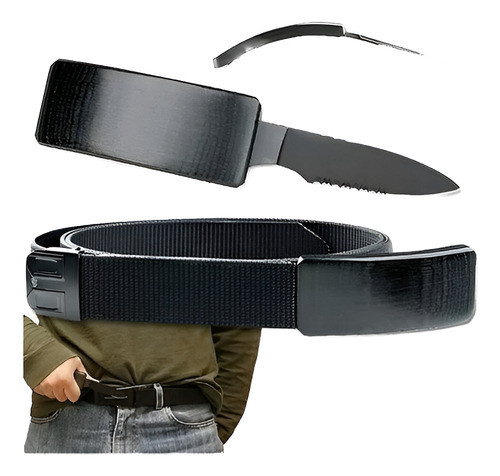 Cinturón Táctico Con Cuchillo Oculto Defensa Personal 0