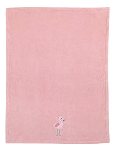 Nojo Tropical Flamingo Pink Plush Coral Fleece Baby Blanket 1
