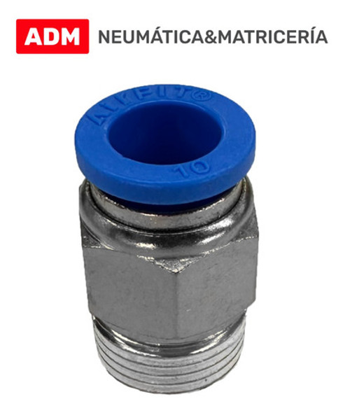 Conector Recto Neumatico 3/8 - 10mm Rosca Macho X10 U 1