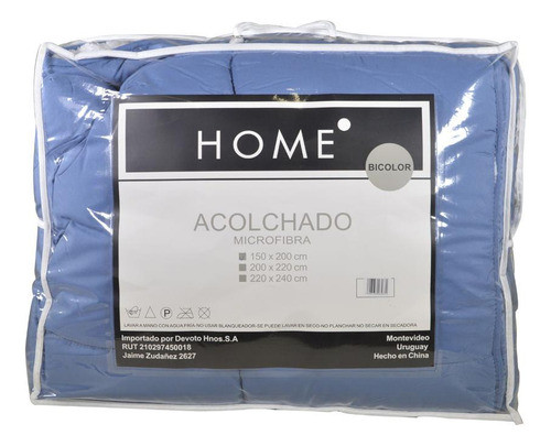 Acolchado Home Confort 1 Plaza Azul 150x200 Cm 0