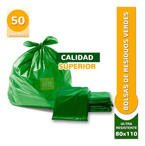 Pack 50 Bolsas De Consorcio Verdes 80x110 Ultra Resistentes 1